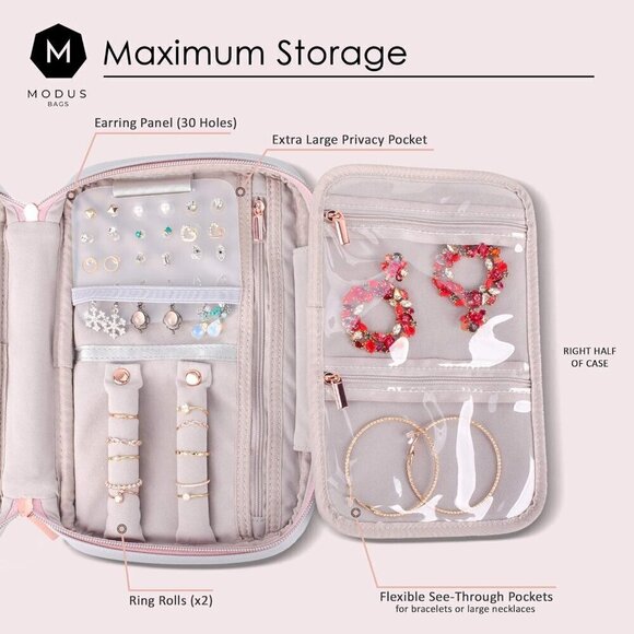 MODUS BAGS Travel Jewelry Organizer, Large Capacity Case for Tangle-Free Jewelry - Picture 7 of 7